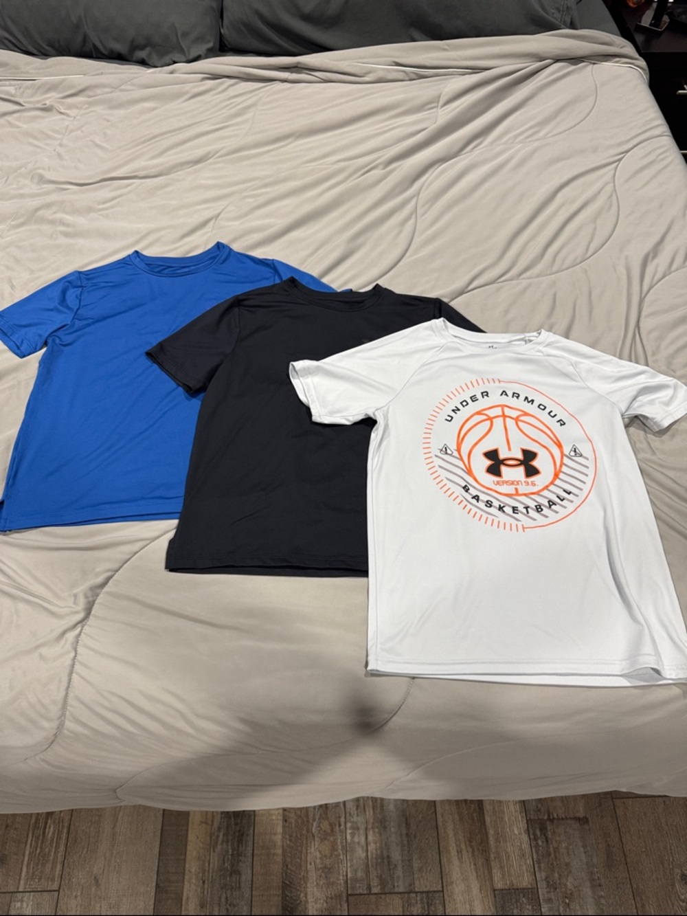 Under Armour Boys Blue Athletic Tee & Gray Basketball Graphic Tee 3-Pack